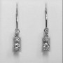 14k White Gold Three Stone Diamond Leverback Earrings