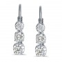 14k White Gold 0.50 Ct Three Stone Lever-back Diamond Earrings