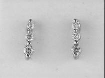 14k White Gold .25 Ct Diamond Three Stone Earring