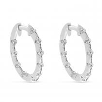 14K White Gold Inside Outside Hoop .50 Ct Diamond Earrings