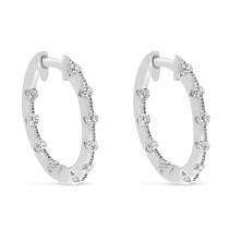 14K White Gold Inside Outside Hoop .50 Ct Diamond Earrings