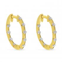 14k Yellow Gold Diamond Hoop Earrings