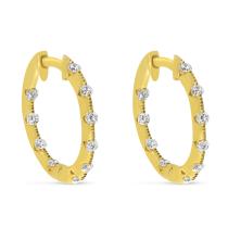 14k Yellow Gold Diamond Hoop Earrings