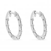 14K White Gold Inside Outside Hoop 1 Ct Diamond Earrings