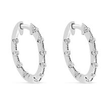 14K White Gold Inside Outside Hoop 1 Ct Diamond Earrings