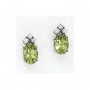 14K White Gold Oval Peridot and Diamond Earrings