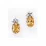 14K White Gold Oval Citrine and Diamond Earrings