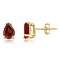 14K Yellow Gold Pear Garnet Earrings