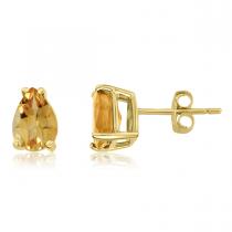 14K Yellow Gold Pear Citrine Earrings