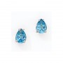 14K White Gold Pear Blue Topaz Earrings