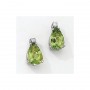 14K White Gold Pear Peridot and Diamond Earrings