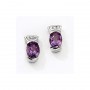 14K White Gold Oval Amethyst and Diamond Earrings