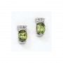 14K White Gold Oval Peridot and Diamond Earrings