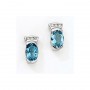 14K White Gold Oval Blue Topaz and Diamond Earrings