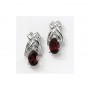 14K White Gold Oval Garnet and Diamond Earrings