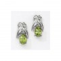 14K White Gold Oval Peridot and Diamond Earrings