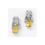 14K White Gold Oval Citrine and Diamond Earrings