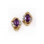 14K Yellow Gold Oval Amethyst and Diamond Earrings