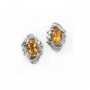 14K White Gold Oval Citrine and Diamond Earrings