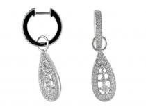 14K White Gold Antique Teardrop Diamond Earrings