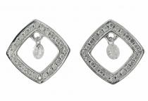 14K White Gold Diamond Dashing Diamonds Earrings