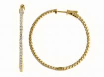 14K 2ct Yellow Gold Diamond Secure Lock 43 mm Hoop Earrings