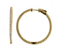 14K 1ct Yellow Gold Diamond Secure Lock 35 mm Hoop Earrings