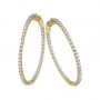 14K 3ct Yellow Gold Diamond Secure Lock 35 mm Hoop Earrings