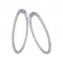 14K 3ct White Gold Diamond Secure Lock 35 mm Hoop Earrings