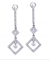 14K White Gold Diamond Dashing Diamonds Earrings