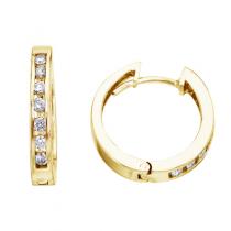 14K Yellow Gold 0.54 Ct Diamond Hoop Earrings