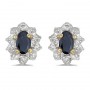 14k Yellow Gold Oval Sapphire And Diamond Earrings
