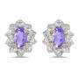 14k Yellow Gold Oval Tanzanite And Diamond Earrings