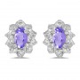 14k White Gold Oval Tanzanite And Diamond Earrings