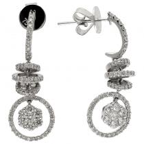 14K White Gold Fancy Corkscrew Diamond Earrings