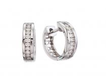 14K White Gold 0.25 Ct Diamond Hoop Earrings