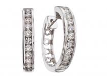 14K White Gold 1 Ct Diamond Hoop Earrings