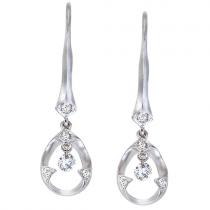 14K White Gold .25 Ct Teardrop Dashing Diamonds Leverback Earrings