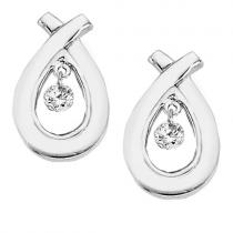 14K White Gold .10 Ct Dashing Diamond Earrings