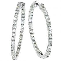 14K White Gold 2.10 Ct 35 mm Secure Lock Hoop Earrings