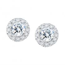 14K White Gold Large Round .79 Ct Diamond Stud Earrings