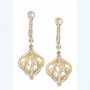 14k Yellow Gold Cage Swirl Diamond Fashion Earrings