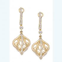 14k Yellow Gold Cage Swirl Diamond Fashion Earrings