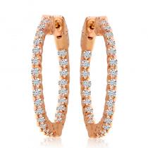 14k Rose Gold Secure Lock In Out 25mm Hoops