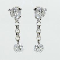 14k White Gold Martini Dangle Dash Diamond Earrings