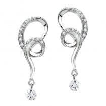 14K White Gold .28 Ct Dashing Diamonds Swirl Fashion Earrings