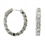 14K White Gold 22 x 20 mm Oval Secure Lock 3 Ct Diamond Hoop Earrings