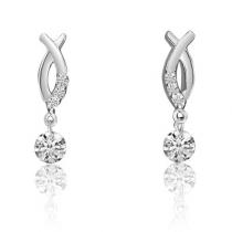 14K White Gold Dashing Diamond Fashion Earrings