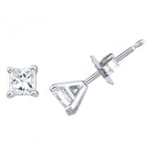 14K White Gold .40 Ct Princess Diamond Martini Setting Stud Earring