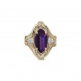 14 Karat Gold Slide with Amethyst center and Diamond accents